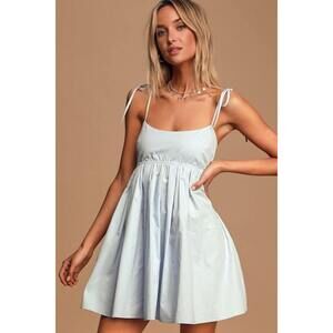 Lulus Tied Down Light Blue Tie-strap Mini Dress - Size XL